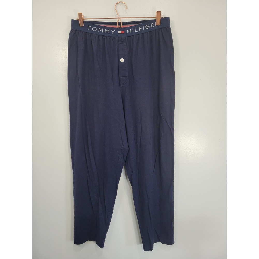 Tommy Hilfiger Logo Waistband Mens Navy Blue Cotton Sleepwear Pajama Pants XL